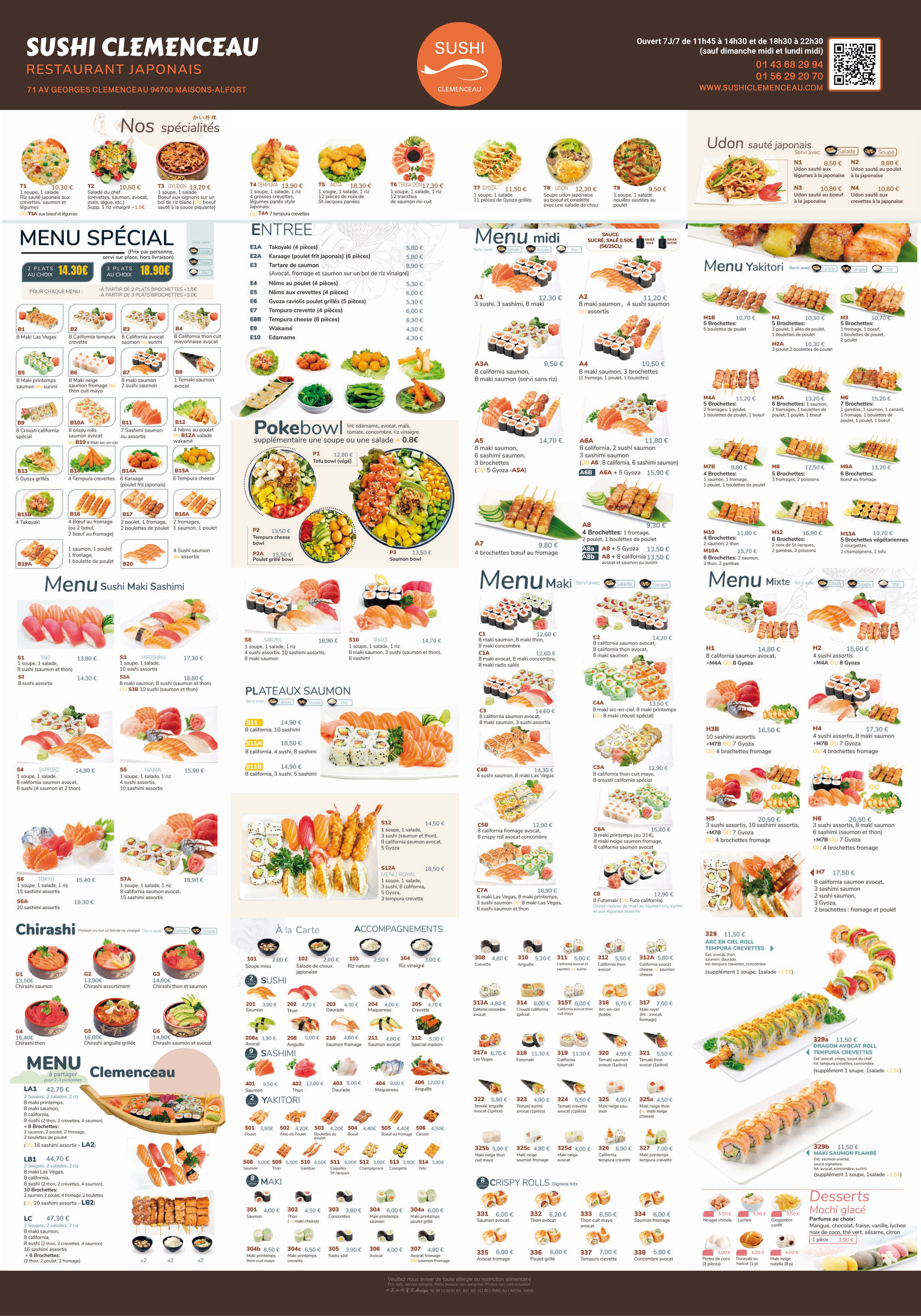 Affiche menu Sushi Clemenceau
